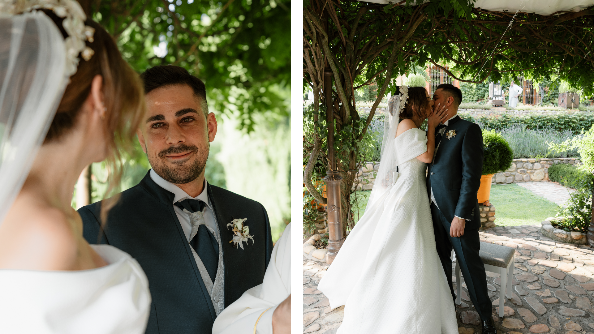 Sandra y Ángel durante la ceremonia de su boda en la Antigua Fábrica de Harinas, Torremocha del Jarama.