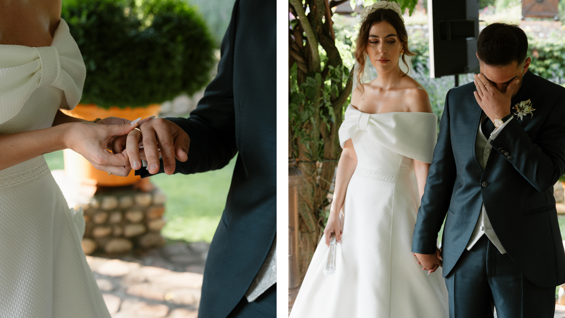 Sandra y Ángel durante la ceremonia de su boda en la Antigua Fábrica de Harinas, Torremocha del Jarama.