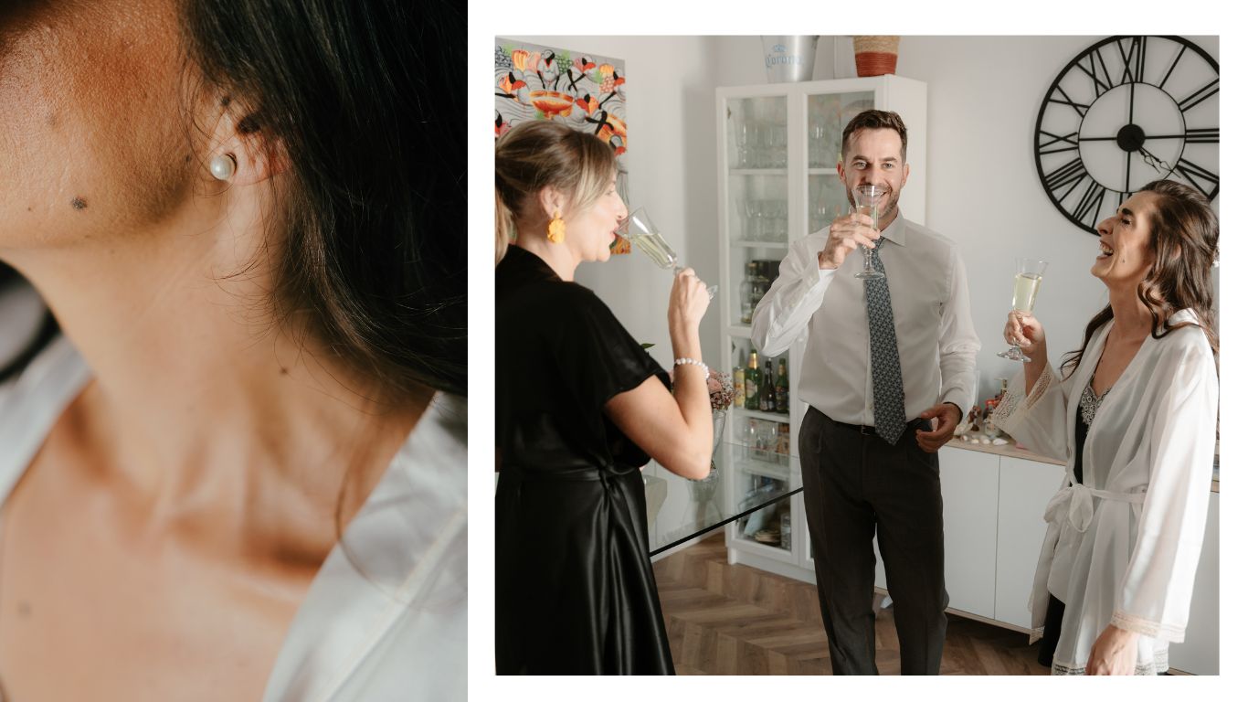 Preparativos de la novia Patri, en un ambiente natural y elegante en Madrid, antes de su boda.