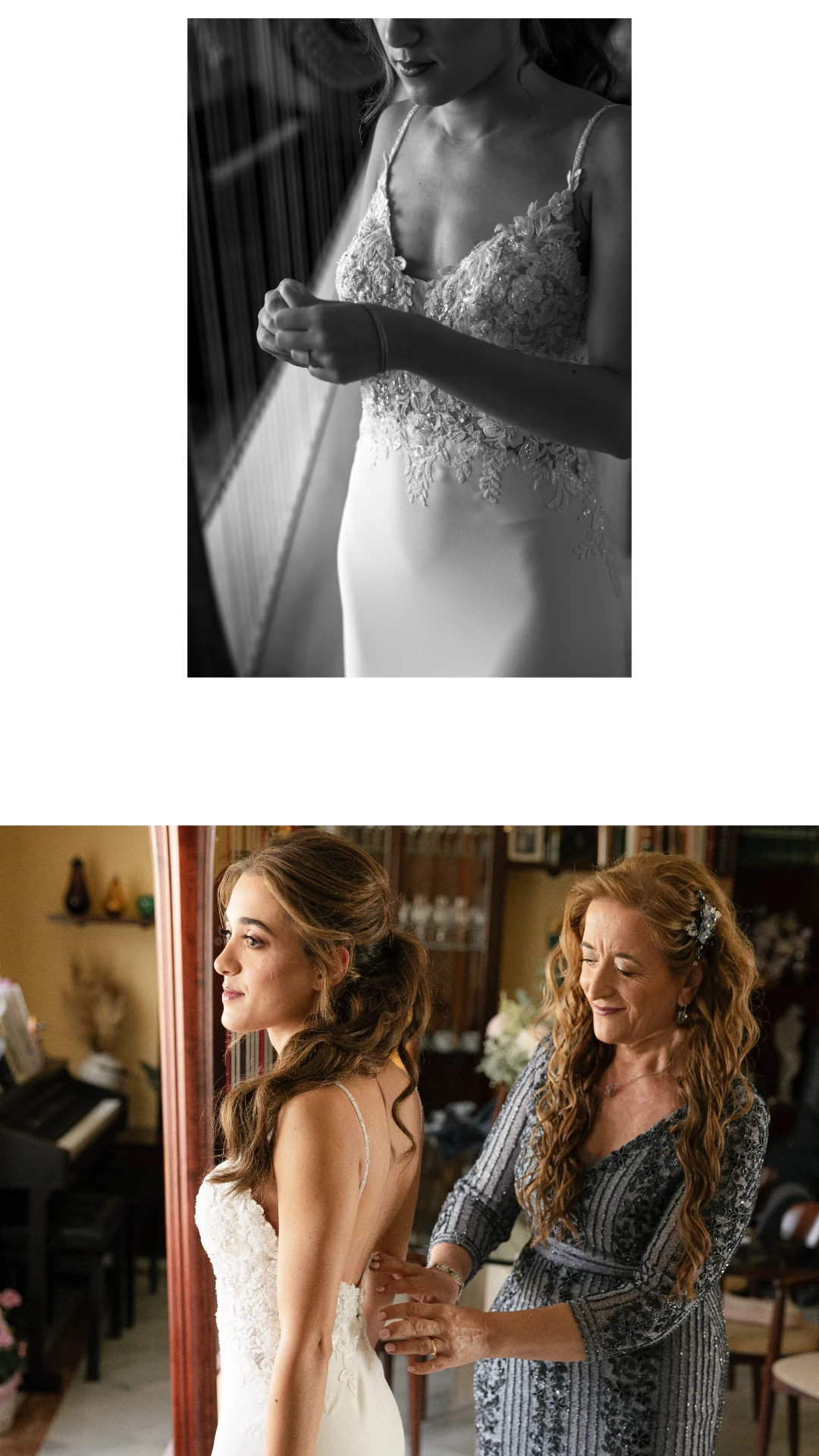 Boda en Salamanca 5 Novia vistiéndose en los preparativos — boda en Salamanca.